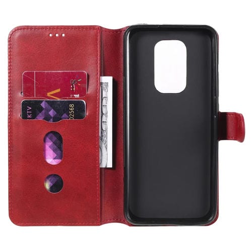 Para Motorola Moto G9 Play Classic Calf Texture PU + TPU Funda de cuero con tapa horizontal, con soporte, ranuras para tarjetas y billetera (rojo)