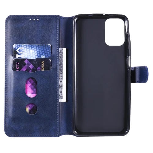 Para Motorola Moto G9 Plus Classic Calf Texture PU + TPU Funda de cuero con tapa horizontal, con soporte, ranuras para tarjetas y billetera (azul)