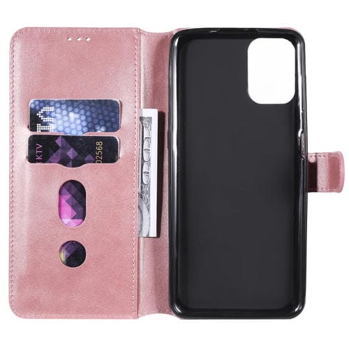 Para Motorola Moto G9 Plus Classic Calf Texture PU + TPU Funda de cuero con tapa horizontal, con soporte, ranuras para tarjetas y billetera (oro rosa)