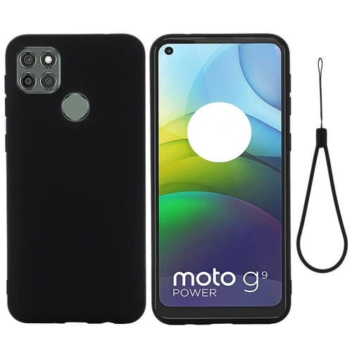 Para Motorola Moto G9 Power Pure Color Liquid Silicone Funda de cobertura total a prueba de golpes (Negro)