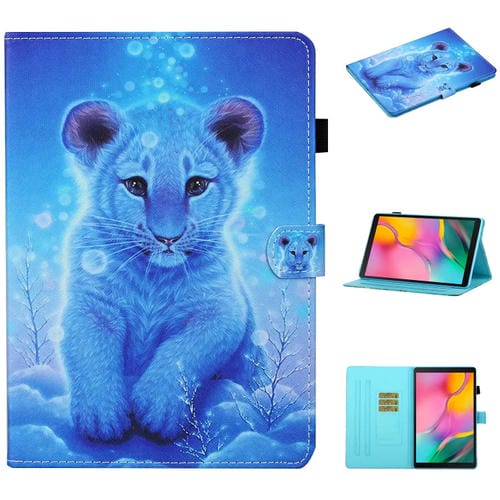 Funda para Samsung Galaxy Tab A7 Lite 8.7 (2021) T220 Costura Dibujo Cosching Horizontal Flip con Soporte y Ranura para Tarjeta (Pequeño Tigre)