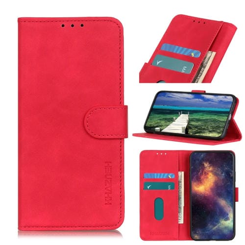 Para Google Pixel 6 Pro Khazneh Retro Texture PU + TPU Funda de cuero Horizontal Flip con soporte y tragamonedas y billetera (rojo)