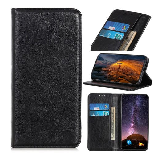 Para Google Pixel 6 Pro Magnetic Crazy Horse Texture Horizontal Flip Funda de cuero con soporte y ranuras para tarjetas y billetera (Negro)