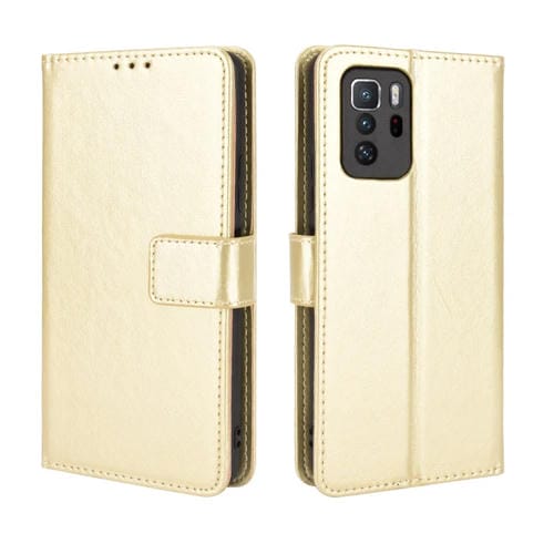 Para Xiaomi Redmi Note 10 Pro 5G / POCO X3 GT Crazy Horse Texture Horizontal Flip Funda de cuero con soporte y ranuras para tarjetas y cordón (oro)