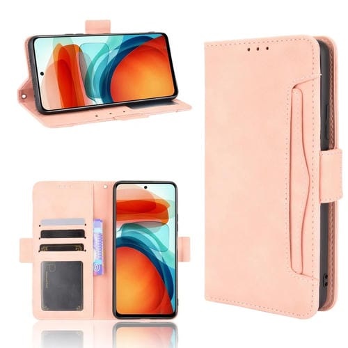 Para Xiaomi Redmi Note 10 Pro 5G / POCO X3 GT Siente de piel con patrón de pantorrilla Funda de cuero con soporte y tragamonedas y marco de fotos (rosa)