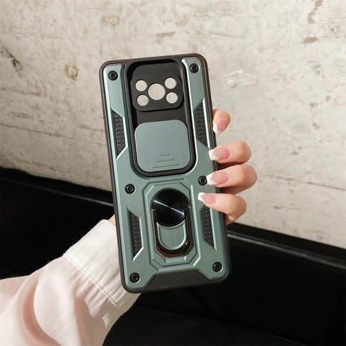 Para Xiaomi POCO X3 CUBIERTA DE CUERTA DE CÁMARA DE CUERBLE TPU + PC Funda protectora (verde oscuro)