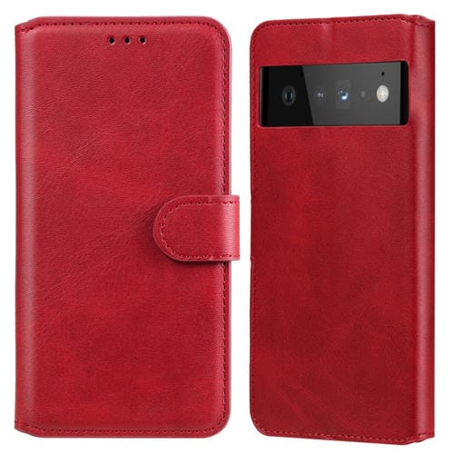 Carcasa clásica de la textura de la carne de becerro PU + TPU Horizontal Funda de cuero con soporte y ranuras para tarjetas y billetera para Google Pixel 6 Pro (rojo)