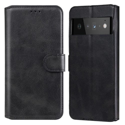 Textura clásica de la carne de becerro PU + TPU Funda de cuero de flip horizontal con soporte y ranuras para tarjetas y billetera para Google Pixel 6 Pro (Negro)