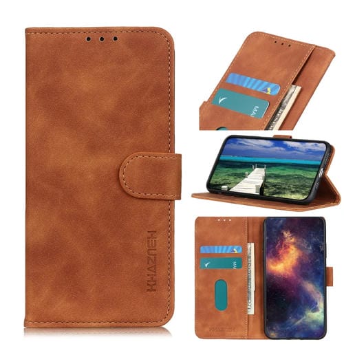 Para Huawei Maimang 10 SE Khazneh Retro Texture PU + TPU Funda de cuero Horizontal Flip con soporte y tragamonedas y billetera (Marrón)