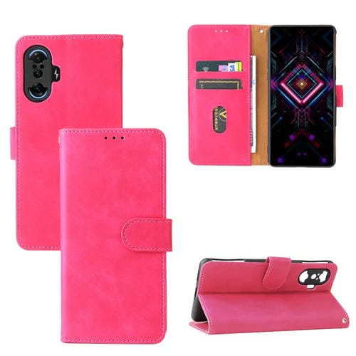 Piel de color sólido Sienta la hebilla magnética Funda de cuero de la textura de la textura de la textura de la textura de la torna con el soporte y las ranuras y la cartera para Xiaomi Poco F3 GT / Redmi K40 Gaming (Rose Rojo)