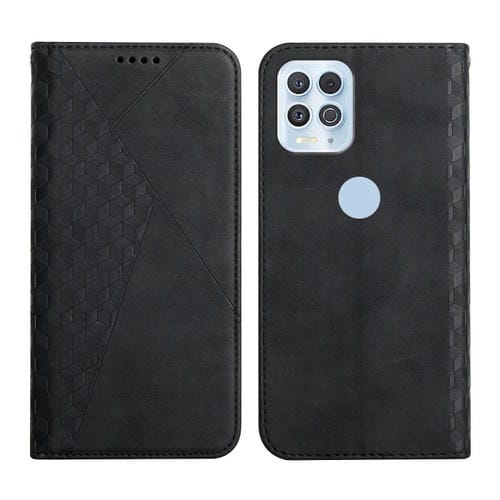 Para Motorola Edge S Diamond Pattern Splicing Splicing Siente Magnetic Horizontal Flip Funda de cuero con ranuras y soporte para tarjetas y billetera (Negro)