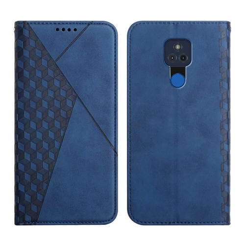 Para Motorola Moto G Play 2021 Diamond Pattern Splicing Piel Sientir Magnetic Horizontal Flip Funda de cuero con ranuras y soporte para tarjetas y billetera (azul)
