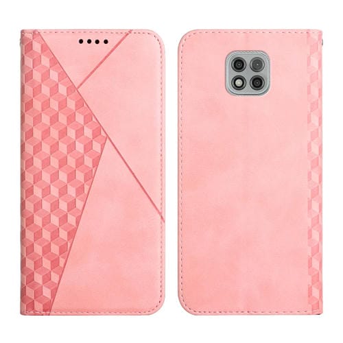 Para Motorola Moto G Power 2021 Diamond Pattern Splicing Splicing Feel Magnetic Horizontal Flip Funda de cuero con ranuras y soporte para tarjetas y billetera (oro rosa)