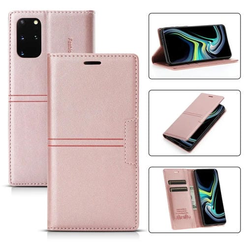 Funda para Samsung Galaxy S20 Dream Magnetic Sucion Business Horizontal Flip PU Cuero con Soporte y Ranura para Tarjeta y Billetera (Oro Rosa)