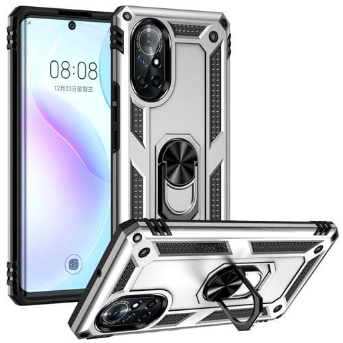 Para Huawei Nova 8 Funda de teléfono a prueba de golpes TPU + PC con soporte giratorio de 360 grados (Plata)