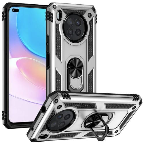 Para Huawei Nova 8i Funda de teléfono a prueba de golpes TPU + PC con soporte giratorio de 360 grados (plata)