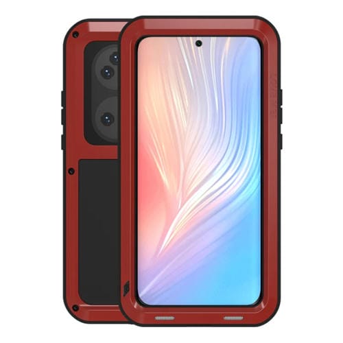 Para Huawei P50 Pro Love Mei Metal a prueba de agua a prueba de agua a prueba de polvo Funda protectora sin vidrio (rojo)