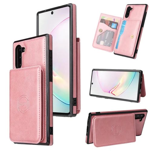 Funda para Samsung Galaxy Note10 Textura de Calfe Tarjeta Magnética Bolsa de Pus de PU (Oro Rosa)