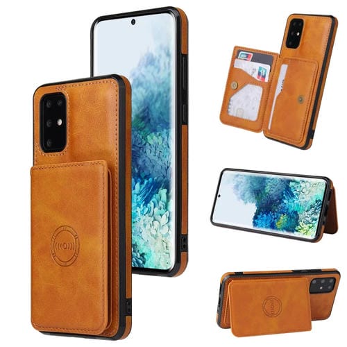 Funda para Samsung Galaxy S20 Ultra Becerra Textura Magnética Bolsa de Tarjeta PU (Marrón)