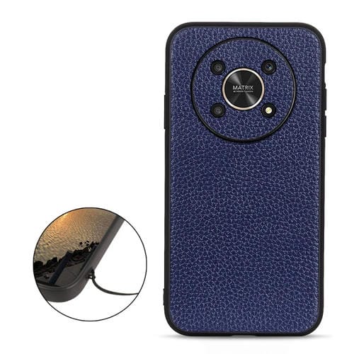 Para Honor X30 / X40 GT Funda de teléfono a prueba de golpes de cuero genuino con textura de Litchi con orificio preciso (Azul)