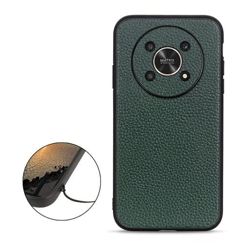Para Honor X30 / X40 GT Funda de teléfono a prueba de golpes de cuero genuino con textura de Litchi con orificio preciso (Verde)