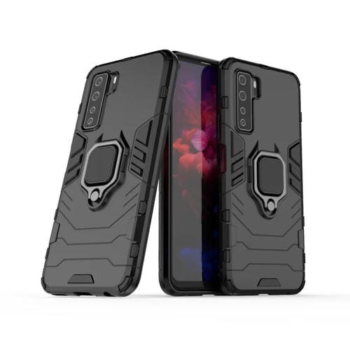 Para Huawei NOVA7 SE PC + TPU Funda protectora a prueba de golpes con soporte de anillo magnético (negro)