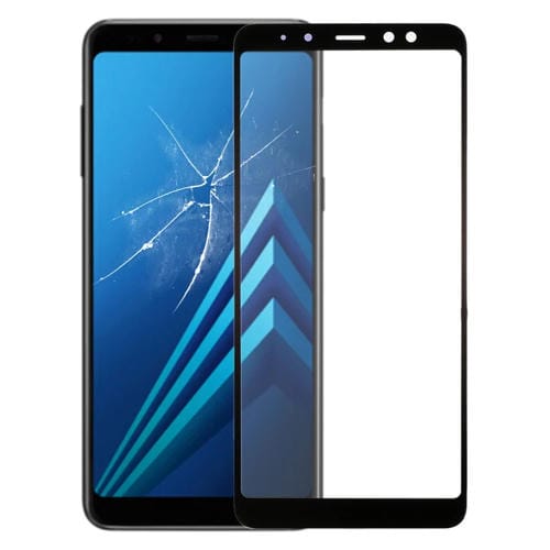 Ecrã Frontal Lente de Vidro Exterior Samsung Galaxy A8+ A730 com Adesivo OCA Transparente