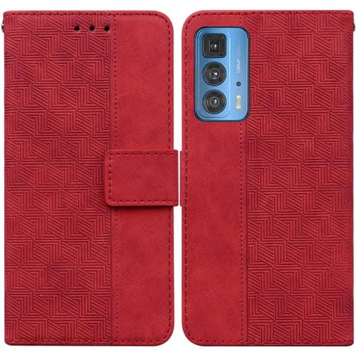 Para Motorola Moto Edge 20 PRO geométrico estuche geométrico de cuero en relieve (rojo)