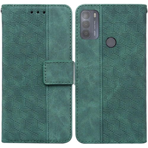 Para Motorola Moto G50 geométrico en relieve estuche de cuero en relieve (verde)