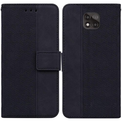 Para Motorola Moto G Power 2021 Funda de cuero geométrico en relieve (negro)