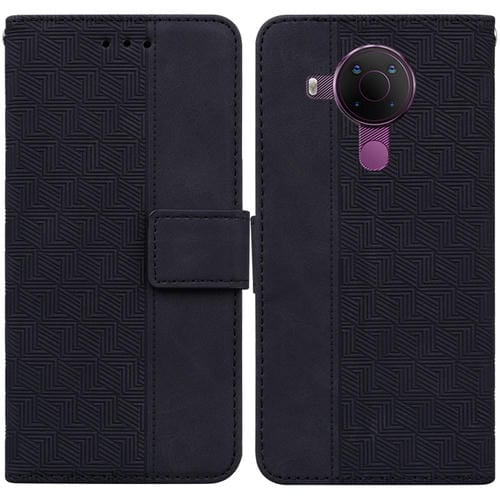 Para Nokia 5.4 Caja de cuero en relieve geométrico (negro)