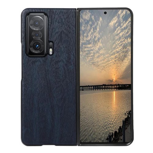 Para Honor Magic V Wood Texture PU Funda telefónica (Azul)