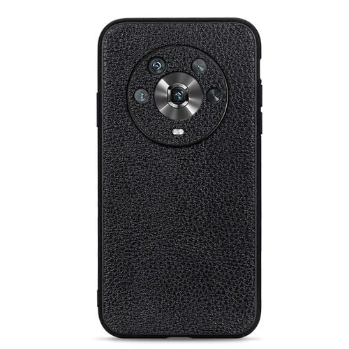 Para Honor Magic4 Aceate Agujero Litchi Texture Funda de cuero genuino (Negro)