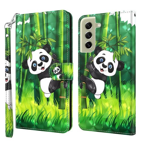 Funda para Samsung Galaxy S22+ 5G TPU y PU Cuero con Patrón 3D (Panda Stiming Bamboo)