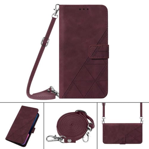 Para Xiaomi Redmi 9A / 9i / 9at Crossbody 3D Funda de cuero en relieve 3D (Rojo del vino)