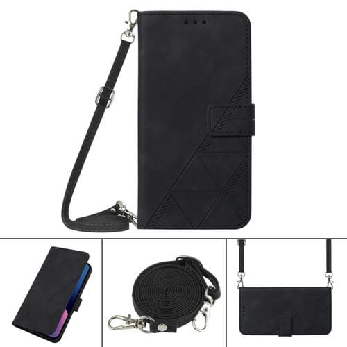 Funda Telefónica de Cuero para Tecno Spark Go 2021 Crossbody 3D En Relieve (Negro)