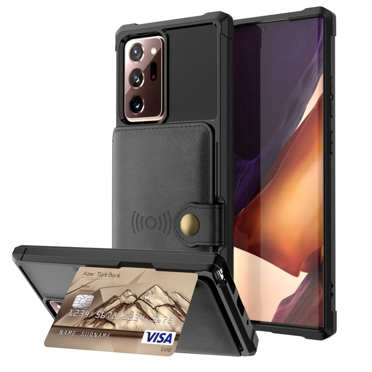 Para Samsung Galaxy Note 20 Bolsa de Tarjeta Magnética Magnina Funda telefónica de cuero (Negro)