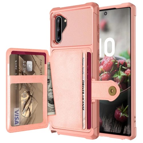 Para Samsung Galaxy Note10 Tarjeta Magnetic Wallet Bag Clee Funda Teléfono de Cuero (Oro Rosa)