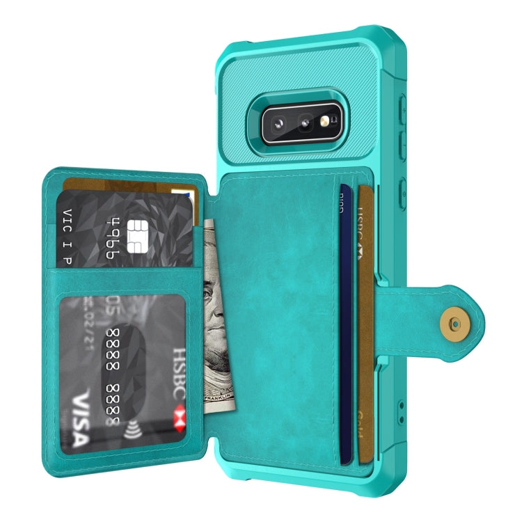 Para Samsung Galaxy S10E Bolsa Magnética Bolsa de Tarjeta Teléfono de cuero (Cyan)