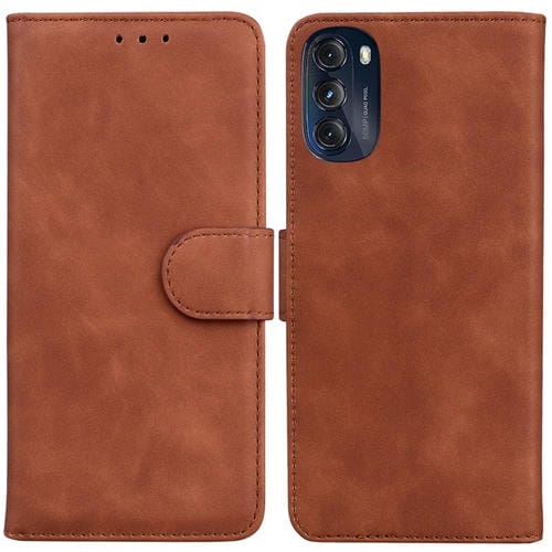 Funda Flip Leather para Motorola Moto G 2022 Skin Feel Pure Color (Marrón)