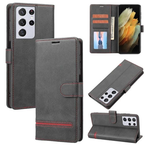 Para Samsung Galaxy S21 Ultra 5G Classic Wallet Flip Leather Case (negro)