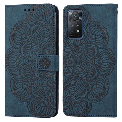 Para Xiaomi Redmi Note 11 Pro International Mandala Flip Flip Leather Case (azul)