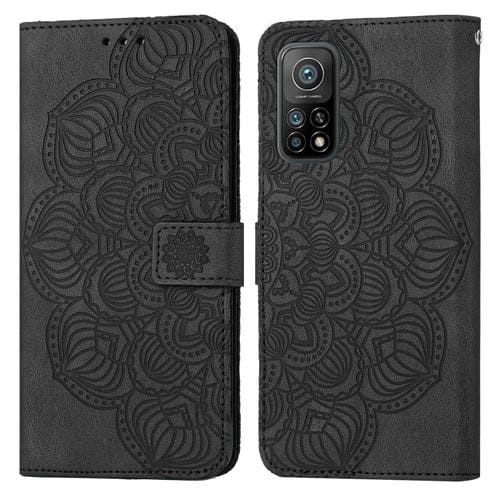 Para Xiaomi MI 10T / 10T Pro Mandala Flip Flip Leather Case (negro)