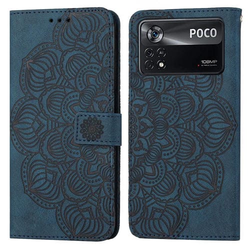 Para Xiaomi Poco X4 Pro 5G Mandala Flip Flip Leather Case (azul)