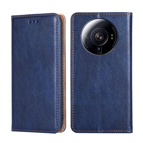 Para Xiaomi 12S Ultra Gloss Oil Color Sólido Magnético Flip Leather Phone Case (Azul)