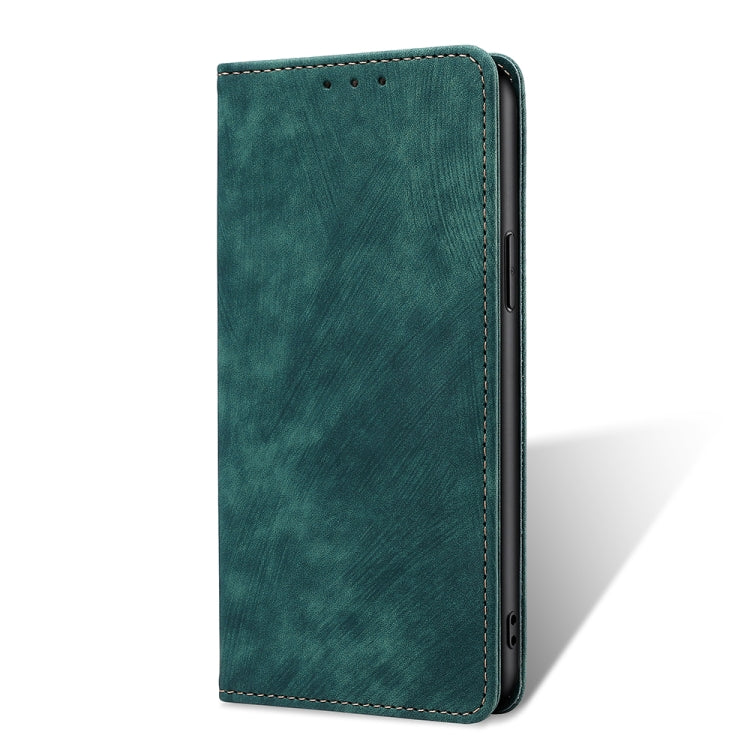 Funda de Cuero Magnética Rfid para OnePlus Nord Ce 2 5G con Cepillo Antirrobo (Verde)