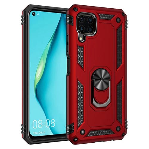 Para Huawei P40 Lite Funda protectora TPU + PC a prueba de golpes con soporte giratorio de 360 grados (rojo)