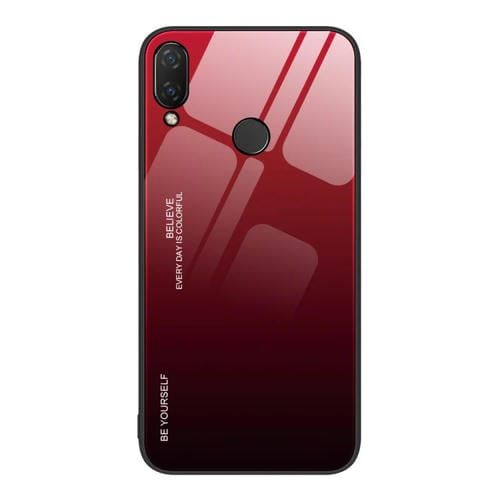 Para Huawei nova 3i Gradient Color Glass Case (Rojo Negro)