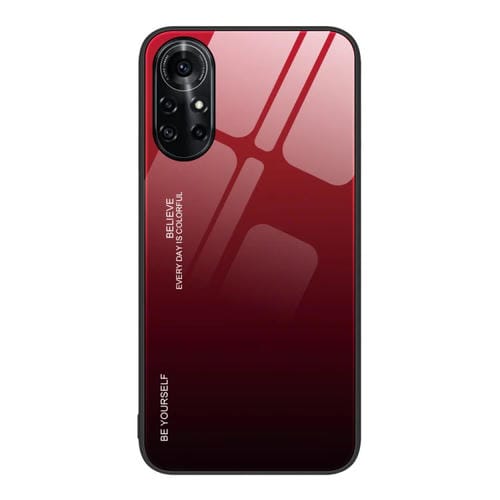Para Huawei nova 8 Pro 5G Gradient Color Glass Case (Rojo Negro)