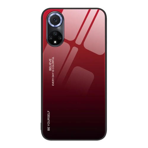 Para Huawei nova 9 Gradient Color Glass Case (Rojo Negro)